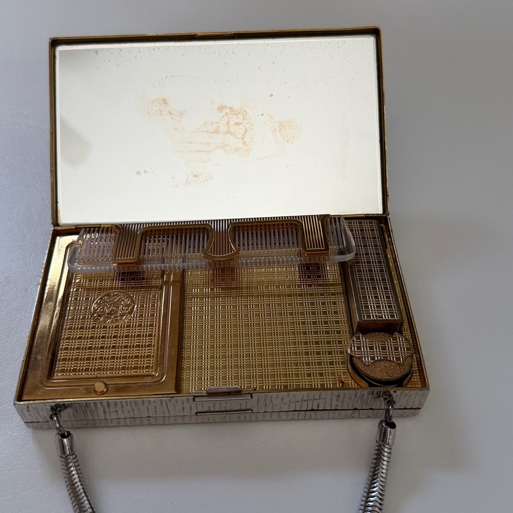 Vintage Double Sided Evan’s Metal Cosmetic Compact Clutch - excellent condition - Picture 4 of 8
